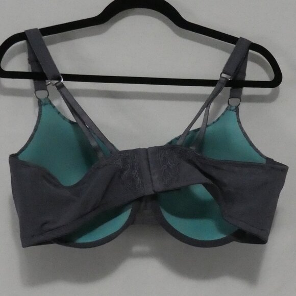 AG - ASHLEY GRAHAM | 40 DDD | Grey Lace Turquoise Overlay Bra | Wired - Picture 2 of 10
